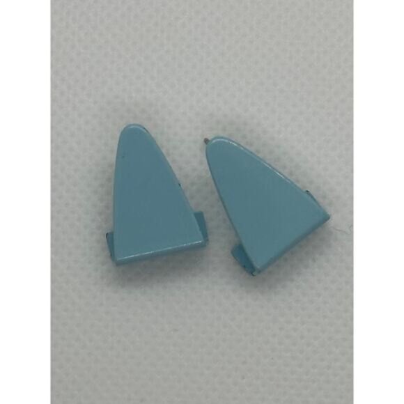 Triangle Geometry Baby Blue Pierced Post Back Stud Earrings - Picture 3 of 10